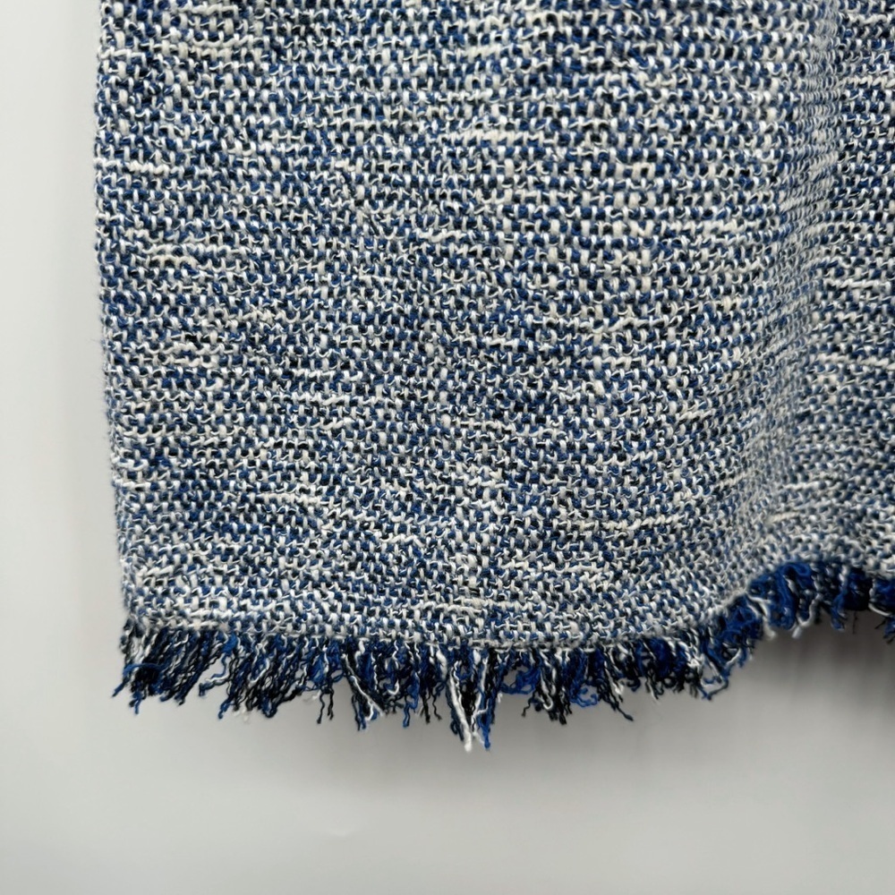 Zara Blue Tweed Pinafore Dress Women’s XS Retro Style Apron Dress Fray Hem - Picture 9 of 13